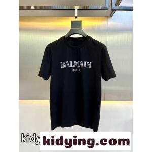 合わせやすい バルマン コピー Tシャツ コピー 半袖 シンプル クルーネック コットン ブラックkid26rKL5fq