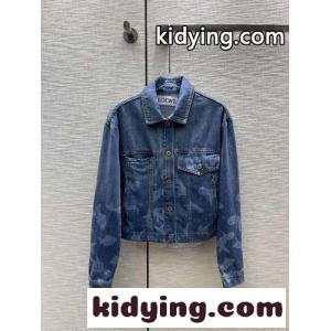 フィッシュ クロップド デニムジャケット ロエベ ブランド コピー ジャケット コピー レディースkid26Wf0DCa