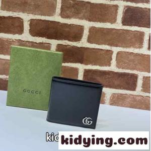 シンプル ダブルG カードケース ウォレット グッチ コピー 財布 コピー メンズ 二つ折り ブラックkid264bymSj