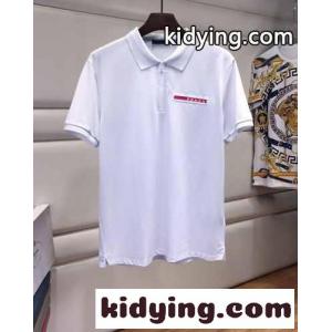 上品 着心地いい コットン 半袖 ポロシャツ プラダ コピー Tシャツ コピー メンズ ホワイトkid26PjiS5D
