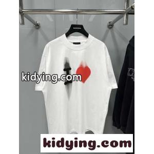 ユニセックス カジュアル I Love プリント 半袖Tシャツ バレンシアガ コピー Tシャツ コピー ホワイトkid26DWnWPj