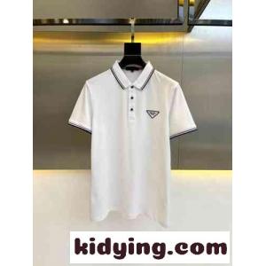 定番 快適 ロゴ コットンピケ 半袖 ポロシャツ プラダ ブランド コピー Tシャツ コピー メンズ ホワイトkid261bWXvq