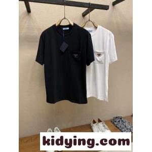 カジュアル ベーシック クルーネック 半袖Tシャツ プラダ ブランド コピー Tシャツ コピー メンズkid26a8neui