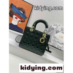 LADY dior コピー パテントレザー ミディアムバッグ クリスチャン・ディオール コピー バッグ コピー ハンドバッグ グリーンkid26zaC8Lz