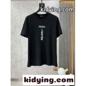 ZEGNA X NORDA プリントコットン 半袖 Tシャツ エルメネジルド・ゼニア Tシャツ コピー ブラックkid26r0LrqC