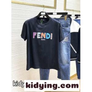 マルチカラーロゴ入り クルーネック フェンディ コピー Tシャツ コピー 半袖 トップスkid26KvCOTD