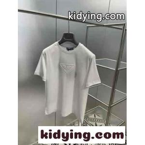 ベーシック クルーネック ロゴ入り 半袖Tシャツ プラダ スーパーコピー Tシャツ コピー ユニセックスkid26fOTD8n