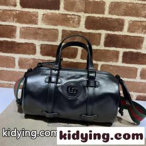 ダブルG スモール ダッフルバッグ グッチ スーパーコピー バッグ コピー ブラックレザーkid260jSX5n