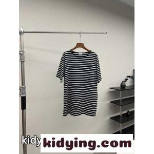 定番 カジュアル ボーダー柄 コットン 半袖Tシャツ イヴ・サンローラン ブランド コピー Tシャツ コピーkid2611fuWv