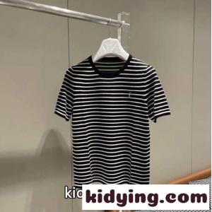 柔らかい 快適 ボーダー柄 クルーネック 半袖 カットソー イヴ・サンローラン コピーブランド Tシャツ コピー カジュアルkid26bq0L5D