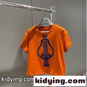 新作～グラフィックプリント クロップドTシャツ エルメス コピーブランド Tシャツ コピー コットン 半袖 トップスkid269nq8Ln