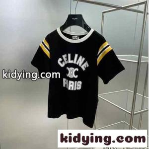 おしゃれ 定番 人気 ロゴプリント 半袖Tシャツ セリーヌ スーパーコピー Tシャツ コピー コットンkid26WXH9be