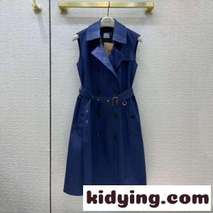 スリーブレス トレンチドレス ダブルブレスト バーバリー コピー ワンピース コピー ブルーkid26SjOb4r