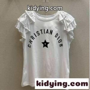 可愛い エレガント ロゴプリント ラッフル袖 半袖Tシャツ クリスチャン・ディオール コピー Tシャツ コピーkid26zGnKvC