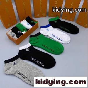 おしゃれ 5足セット ルイ・ヴィトン ソックス コピー アンクルソックス コットン 靴下kid26TLLvGn