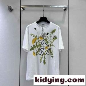 おしゃれ アナグラム フラワー 半袖Tシャツ コットン ロエベ ブランド コピー Tシャツ コピー ユニセックスkid26HXLL9D