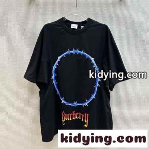 ユニセックス バーバリー コピー Tシャツ コピー ソーン＆ロゴプリント コットン オーバーサイズTシャツkid2601111n