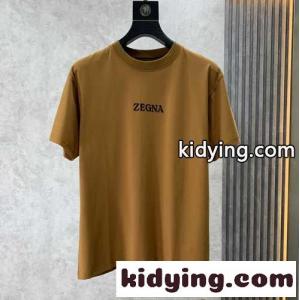 ベーシック シンプル ロゴ クルーネック 半袖Tシャツ エルメネジルド・ゼニア Tシャツ コピー キャメルkid26bWD0jm