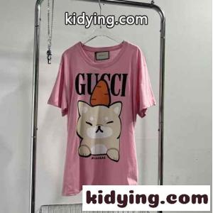 カジュアル 可愛い プリント クルーネック コットン 半袖Tシャツ グッチ コピーブランド Tシャツ コピーkid26LX1HTb