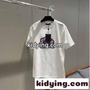 人気 新作 ロゴプリントユニセックス 半袖Tシャツ ルイヴィトン ブランド コピー Tシャツ コピーkid26K1beSr