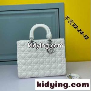 LADY dior コピー ラージバッグ クリスチャン・ディオール コピー スーパーコピー ラムスキン ホワイトkid26GXjeWz