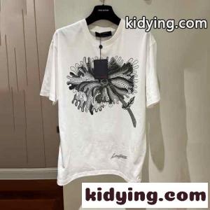 ユニセックス ゆったり LV ×草間彌生 フラワーTシャツ ルイヴィトン コピー Tシャツ コピー 半袖kid26G9Diiy