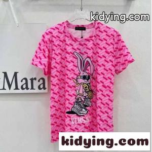 可愛い ウサギ ヴェルサーチ コピーブランドェ Tシャツ コピー 半袖 クルーネック 合わせやすいkid26THT1bq