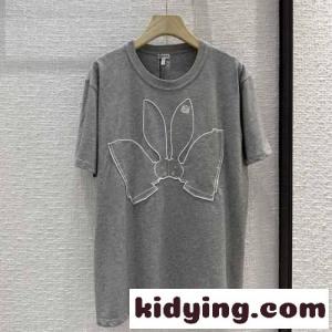 新作～可愛い バニー 半袖Tシャツ コットン ロエベ ブランド コピー Tシャツ コピー ユニセックス グレーkid26yaeaOf
