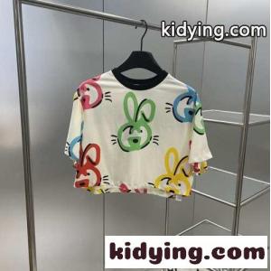 バニー プリント コットンジャージー クロップドTシャツ グッチ コピー Tシャツ コピー 半袖kid2655fGbm