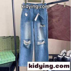 リップド ウォッシュド デニムパンツ グッチ スーパーコピー ジーンズ コピー ハイウエストkid26ymuiea