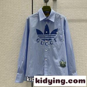 スーパーコピー adidas x gucci スーパーコピー ストライプ コットン シャツ グッチ スーパーコピー シャツ コピー 長袖 ユニセックスkid26bqieie