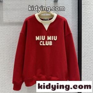 刺繍ロゴ入り コットンフリース スウェットシャツ ミュウミュウ スーパーコピー パーカー コピー クルーネックkid26zeSfSD