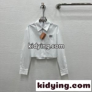 クラシック クロップド コットン ロゴ 長袖 ミュウミュウ スーパーコピー シャツ コピー レディースkid26uKHPjC