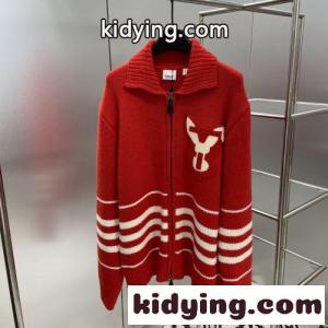 ラビットアップリケ ウール ニット オーバーサイズ バーバリー ブランド コピー カーディガン コピー ユニセックス レッドkid26XzmOzy