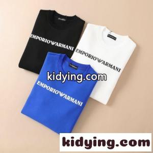 シンプ ル着回し クルーネック ロゴ プリント アルマーニ スーパーコピー Tシャツ コピー 長袖 トレーナーkid26mae89v