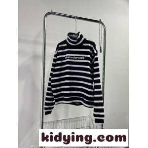 春秋の必須アイテム♪ボーダー柄 ハイネック 長袖 アレキサンダーワング Tシャツ コピーkid26P5Xjiq