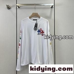 カジュアル プリント クロムハーツ ブランド コピー Tシャツ コピー クルーネック 定番 おしゃれ 長袖kid26SbCSfC