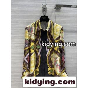 fendi スーパーコピー X versace スーパーコピー 22SS シルク フェンダーチェ 長袖 ロングシャツ フェンディ スーパーコピー シャツ コピーkid26fqiWja