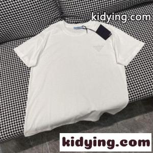 プラダ コピーブランド Tシャツ コピー クルーネック カジュアル 合わせやすい 刺繍 半袖Tシャツkid26am89Xr