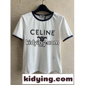 トリオンフ ロゴ プリント ラウンドネック セリーヌ スーパーコピー Tシャツ コピー 半袖 レディース トップスkid26X5L1fm