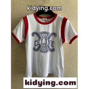 人気 コットン トリオンフ ロゴ プリント セリーヌ コピーブランド Tシャツ コピー 半袖 クルーネック トップスkid2655vaWb