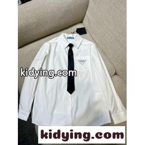 ネクタイ付 おしゃれ 上品 ロゴプリント プラダ ブランド コピー シャツ コピー 長袖 ゆったり トップスkid26qu0DOf