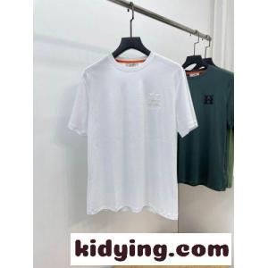 最高の着心地！レザーロゴ クルーネック エルメス スーパーコピー 半袖tシャツ コピー 定番 カジュアルkid26LzeKvC