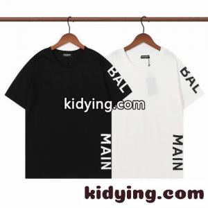 男女兼用 ゆったり 着心地いい クルーネック ロゴ プリント バルマン ブランド コピー Tシャツ コピー 半袖 夏 定番kid269zOX1v