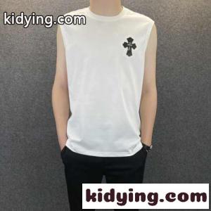 かっこいい クロス ロゴ 夏 クロムハーツ コピー Tシャツ コピー ノースリーブ クルーネック 快適kid265L5Tvy