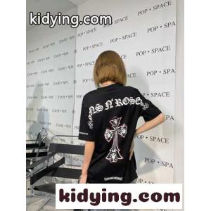 男女兼用 ストリート ロゴ プリント クロムハーツ ブランド コピー 半袖Tシャツ コピー クルーネック トップスkid26Xr4X1n