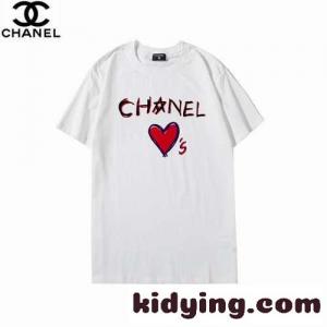 可愛い ロゴ プリント 半袖 シャネル ブランド コピー tシャツ コピー ゆったり 快適 クルーネック トップスkid26mGvS5v