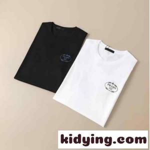 シンプル お洒落 コットン クルーネック tシャツ プラダ スーパーコピー 半袖tシャツ コピー ロゴ プリントkid26a4vaay