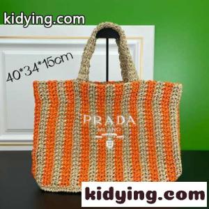 プラダ コピー バッグ コピー トートバッグ ロゴ 刺繍 夏らしい ストライプ ラージ ラフィア カバンkid26O5Hfei