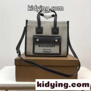 大人気 ミニ ツートン キャンバス＆レザー フレヤトート バーバリー ブランド コピー バッグ コピー トートバッグkid26LXLTPj